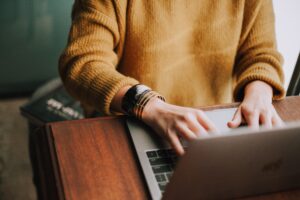 Guest checking-in online on a laptop