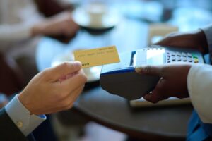man holding a card